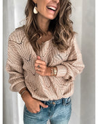 Women's Lightweight Oversized Sweater in Pink and Beige 5