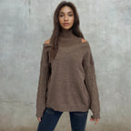 Elegant off-shoulder knitted sweater for women 2