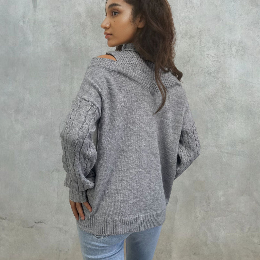 Elegant off-shoulder knitted sweater for women 3