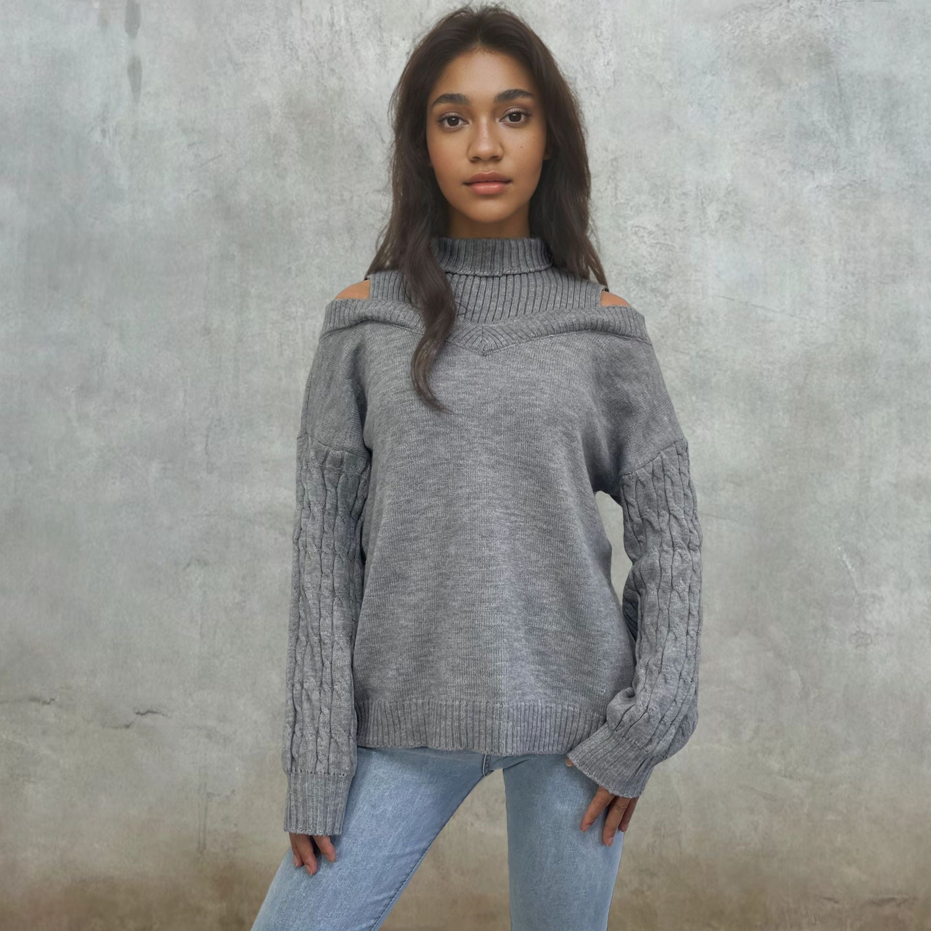 Elegant off-shoulder knitted sweater for women 4