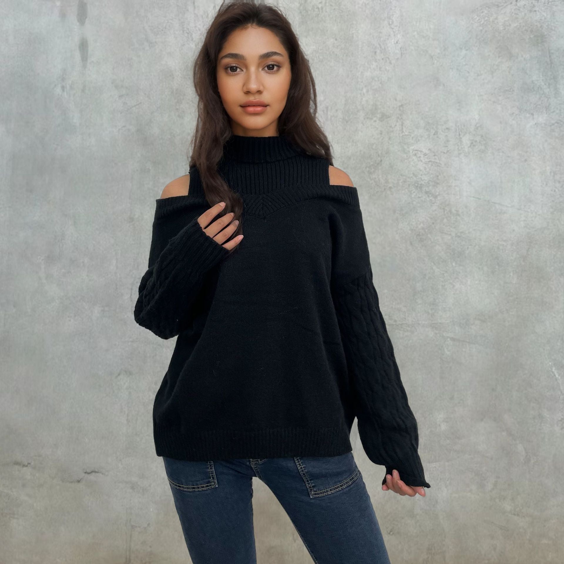 Elegant off-shoulder knitted sweater for women 5