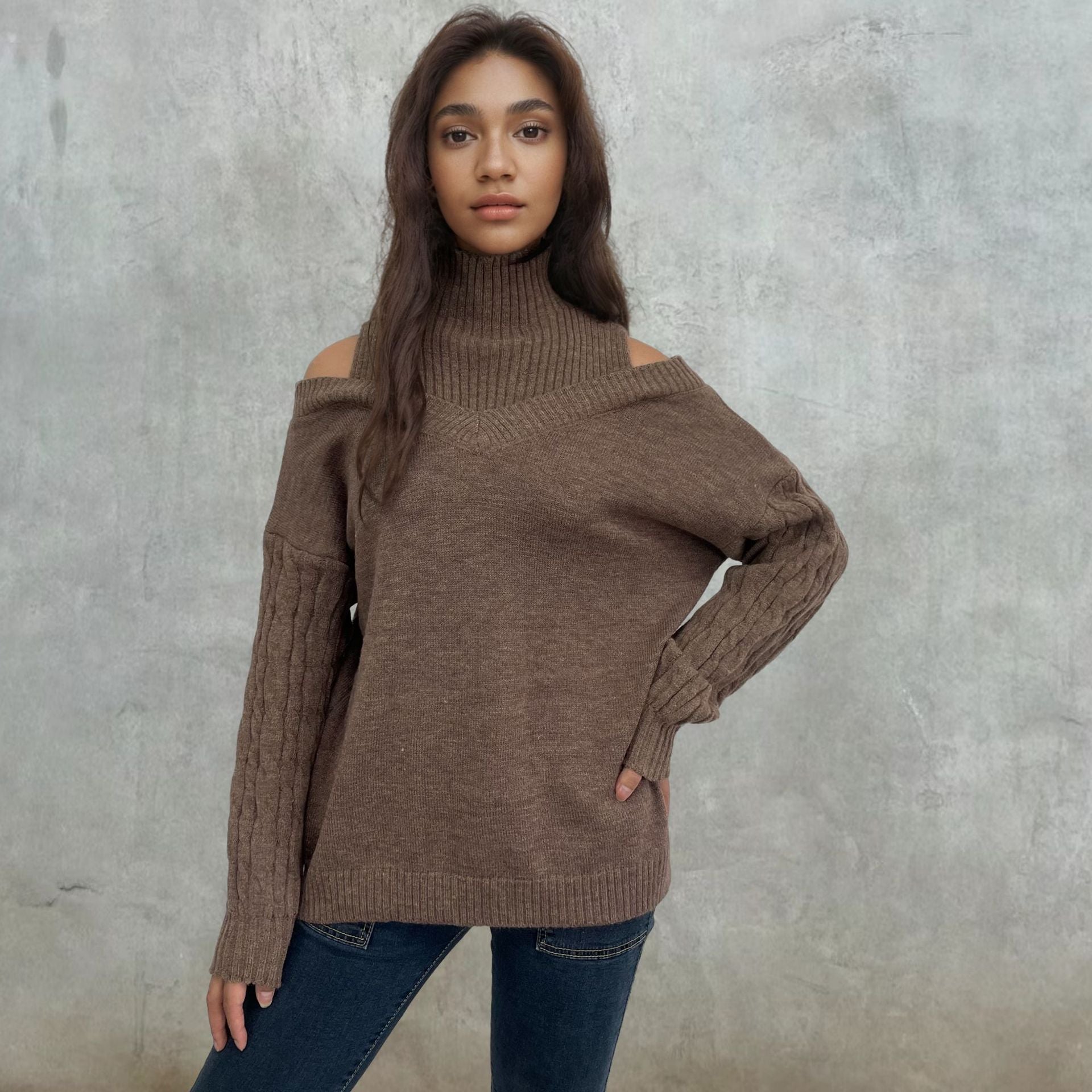 Elegant off-shoulder knitted sweater for women 6