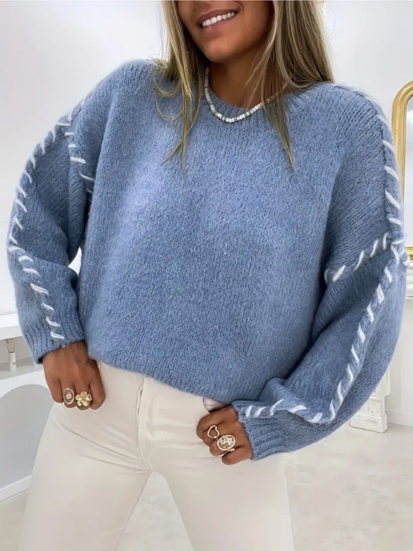 Women's comfortable oversized sweater with round neck in various colors. 2