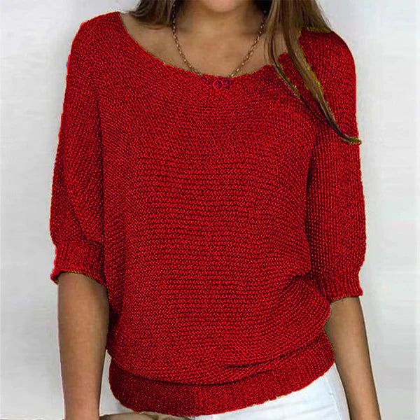 Comfortable women's sweater with boat neck design. 2