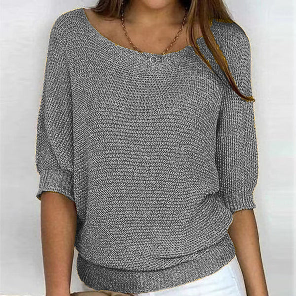 Comfortable women's sweater with boat neck design. 6