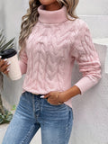 Elegant women's long sleeve turtleneck sweater in various colors.
