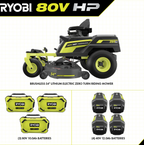 RYOBI 80V HP Brushless 54 in. Battery Electric Cordless Zero Turn Mower & Mulch Kit Amsterdam Style