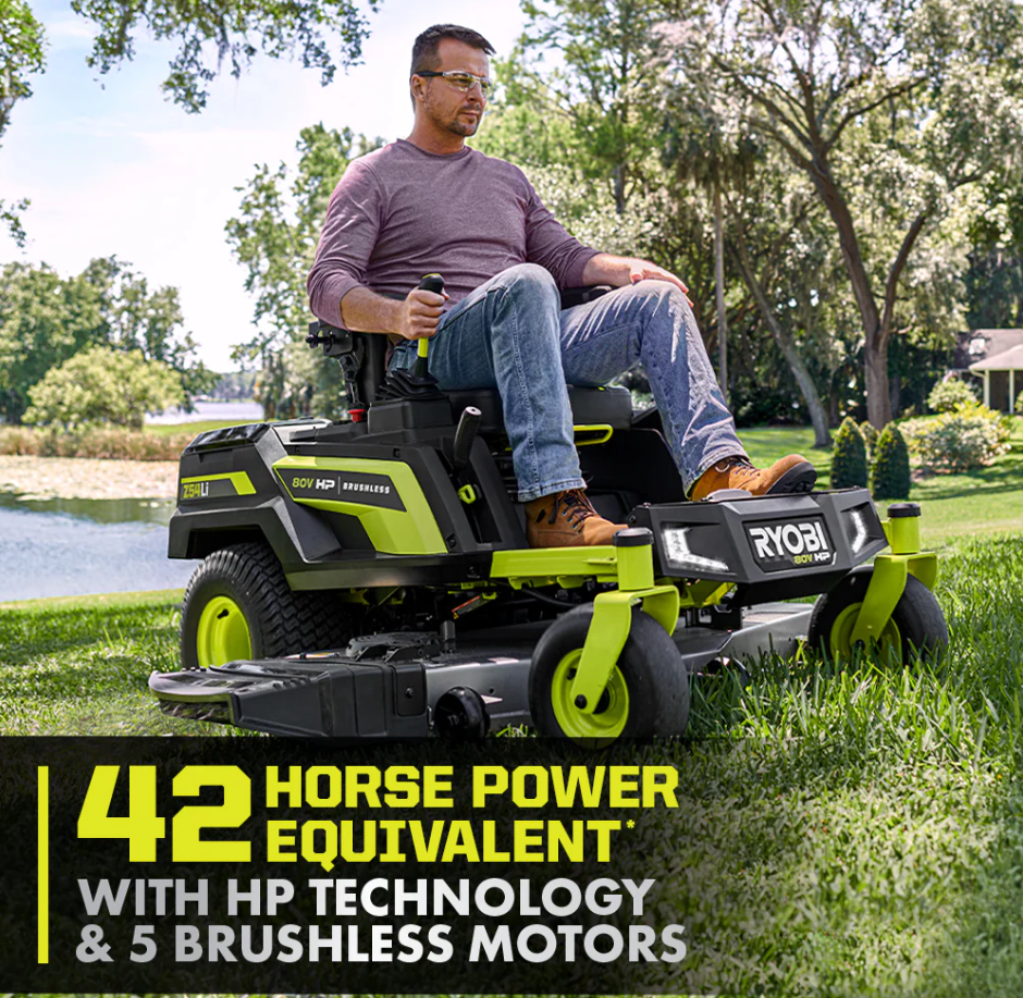 RYOBI 80V HP Brushless 54 in. Battery Electric Cordless Zero Turn Mower & Mulch Kit Amsterdam Style
