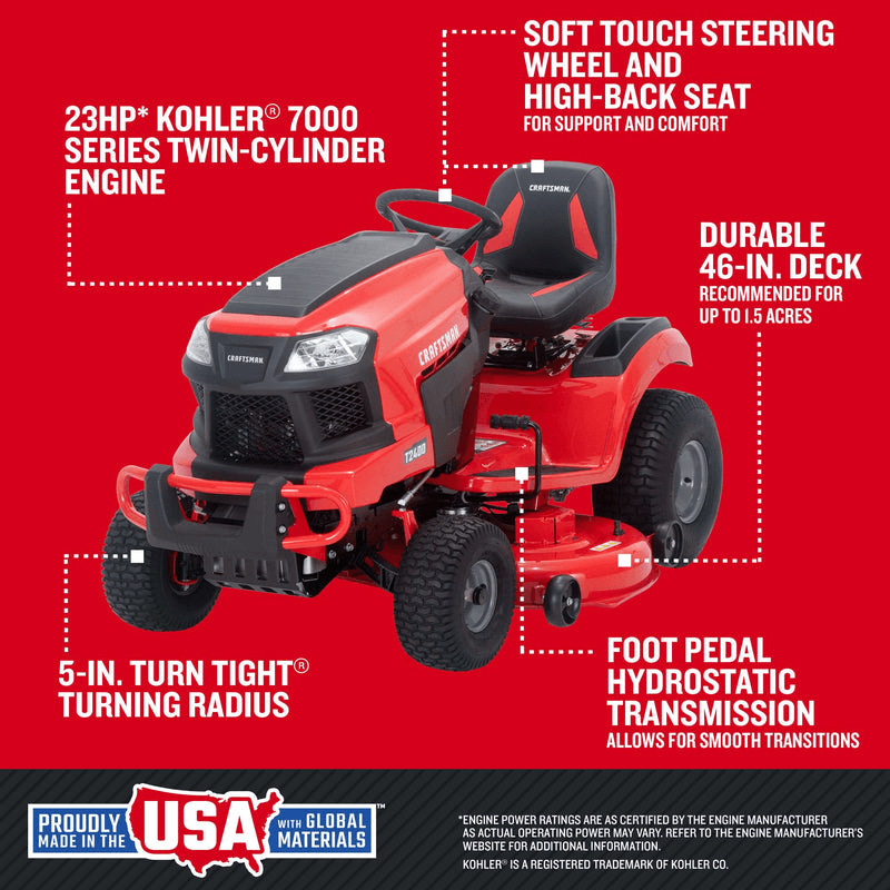 Craftsman T2400 – 46″ Hydrostatic Gas Riding Mower Amsterdam Style