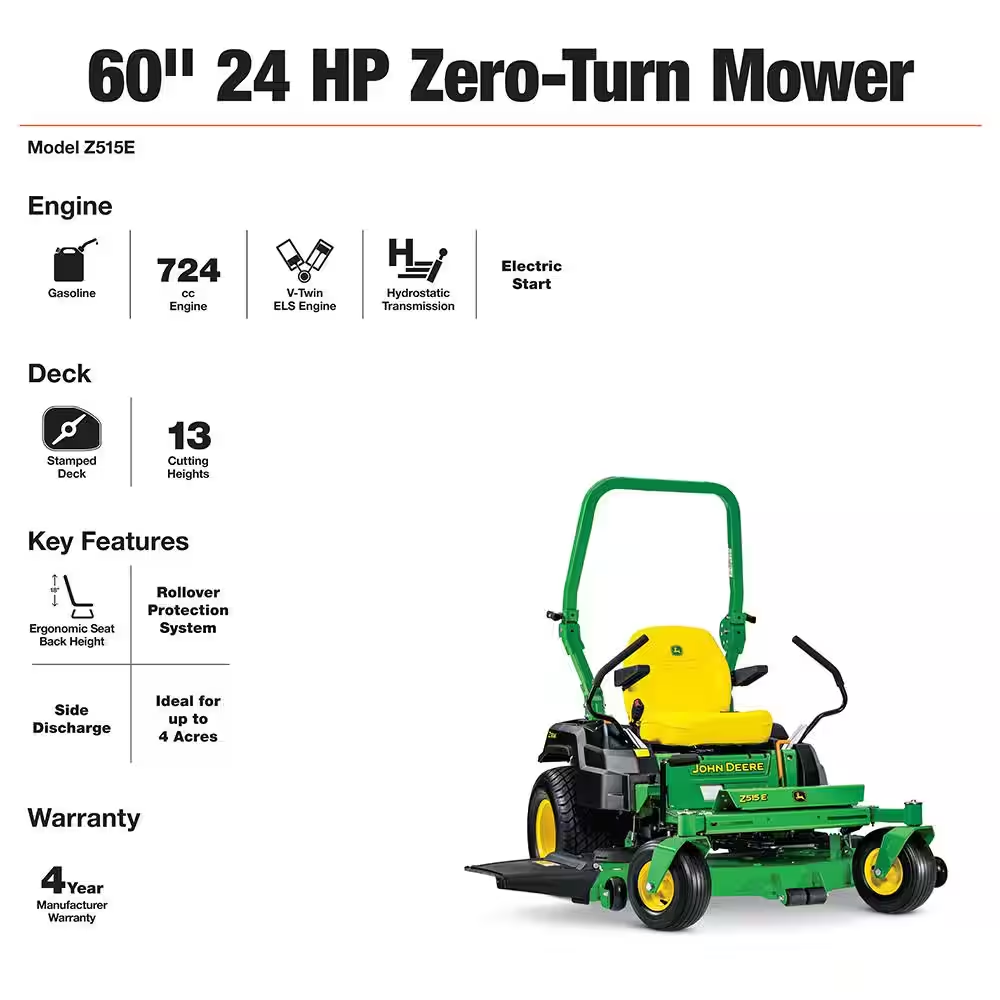 Z515E 60 In. 24 HP V-Twin ELS Gas Dual Hydrostatic Zero-Turn Riding Mower Amsterdam Style