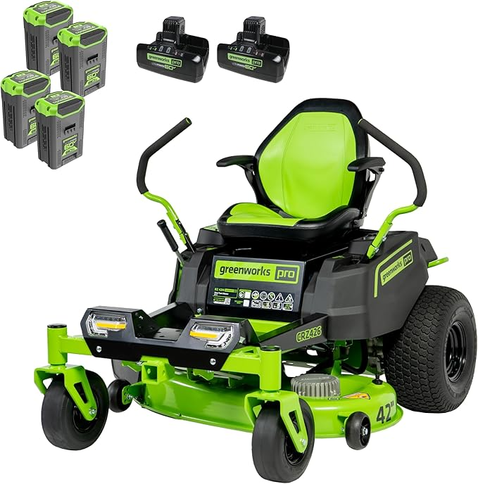Greenworks 60V 42 Electric CrossoverZ Zero Turn Mower with 8 Ah Batteries and Dual Port Turbo Chargers Amsterdam Style