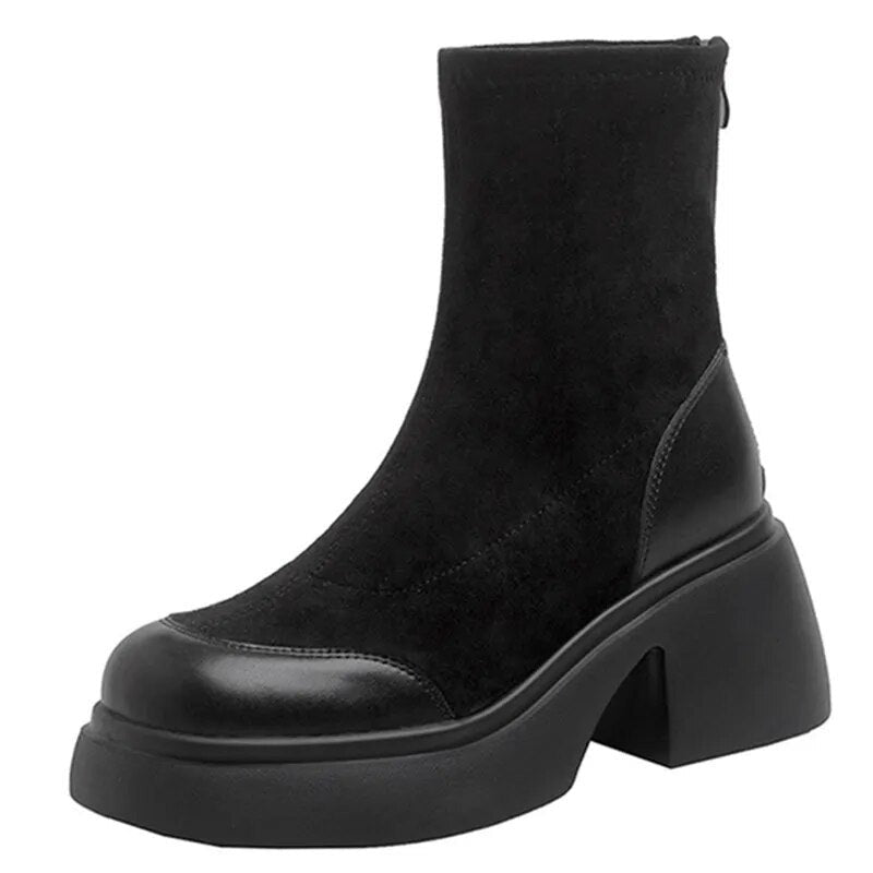Camila Suede Platform Boots Amsterdam Style