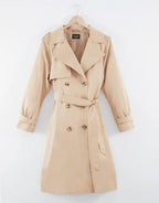 Women's Stone Double Breasted Trench Coat Amsterdam Style