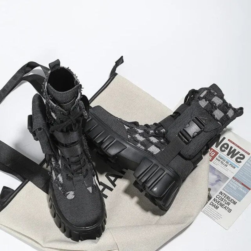 Barka Denim Platform Boots Amsterdam Style